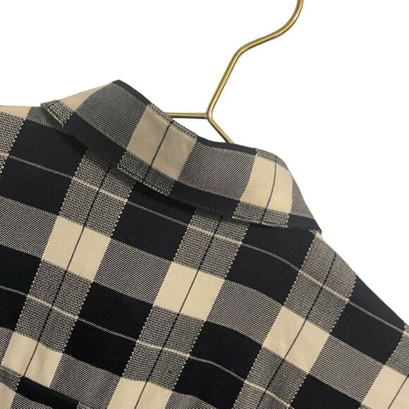 Zara Oversized Plaid Gem Rhinestone Collar Navy White Shirt Dress Size L - Picture 6 of 7